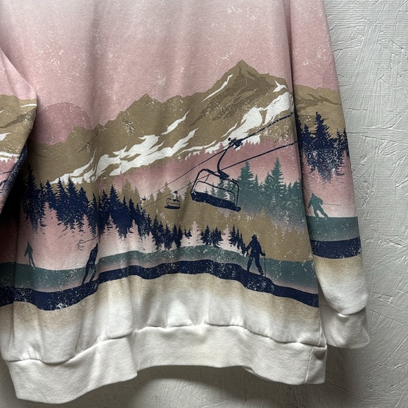 Torrid Ski Cozy Fleece Crew Neck Sweatshirt White Scenic Mountain Print 2X - Picture 2 of 6